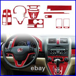 19Pcs/Set Red Carbon Fiber Full Interior Cover Trim Kit For Honda CR-V 2007-2011