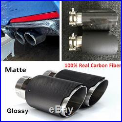 1x100% Real Carbon Fiber Glossy/Matte Car MODIFIDE MUFFLER Pipe Exhaust Tip 63MM