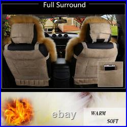 2PCS Genuine Australian Sheepskin Fur Long Wool Car SUV Front Seat Cushion Cover