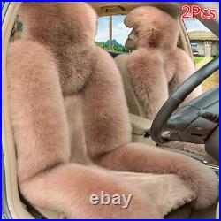 2pcs Genuine Australian Sheepskin Fur Car Front Seat Cover Long Wool Winter Warm