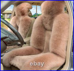 2pcs Genuine Australian Sheepskin Fur Car Front Seat Cover Long Wool Winter Warm