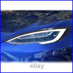 Carbon Fiber Eyelids Eyebrows Lids Headlight Trim Covers For Tesla model S 16-18