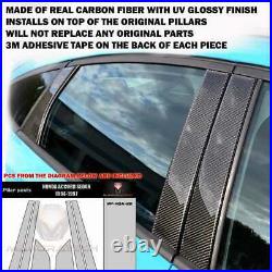 Fits Honda Accord 1994-97 Real Black Carbon Fiber Window Pillar Posts 6 Pcs