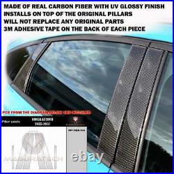 Fits Honda Accord 2003-07 Real Black Carbon Fiber Window Pillar Posts 6 Pcs