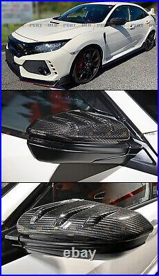 For 2016-21 Honda CIVIC Real Carbon Fiber Add-on Mu Style Side Mirror Cover Caps