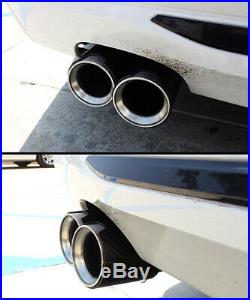 Full Glossy Real Carbon Fiber Exhaust Pipe Tips 63mm Inlet Dual-Wall Black
