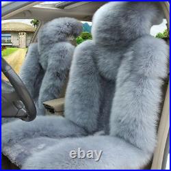 Genuine Australian Sheepskin Fur Car 2 Front Seat Cover Warm Winter Grey/Blue