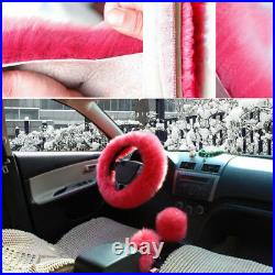 Genuine Australian Sheepskin Fur Car Seat Covers Steering Wheel Cover 5Pcs/Set