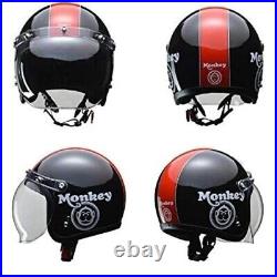Genuine HONDA MONKEY Helmet Open Face Bubble Shield Black/Red size-L 59-60cm NEW