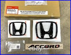 Genuine OEM Honda 2018-2022 Accord Gloss Black Logo Emblem Set 08F20-TVA-100