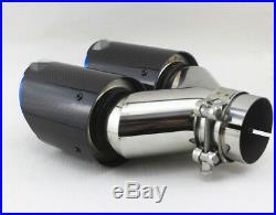 Glossy 100% Real Carbon Fiber Dual Exhaust Pipe Tail Muffler Tip 63mm-I /89mm-O