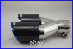Glossy 100% Real Carbon Fiber Dual Pipe Car Exhaust Muffler End Tip 63-89mm Left
