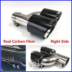 Glossy Black Real Carbon Fiber Auto Car Right Exhaust Dual Pipe Muffler End Tip