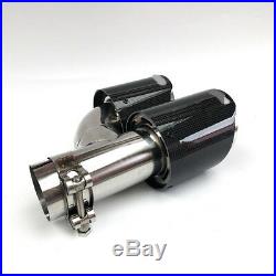 Glossy Black Real Carbon Fiber Auto Car Right Exhaust Dual Pipe Muffler End Tip