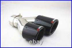 Glossy Black Real Carbon Fiber Car Dual Pipe Left Side Exhaust Pipe Tail Muffler