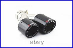 Glossy Black Real Carbon Fiber Car Dual Pipe Left Side Exhaust Pipe Tail Muffler