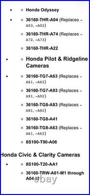 Honda Camera Service Repair 36160-THR-A11-M1,36160-THR-A02-M1,36160-TG8-A92-M1
