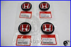 Honda Genuine Acura Civic Type-R Wheel Center Cap Red Emblem 4 piece Set New