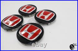Honda Genuine Acura Civic Type-R Wheel Center Cap Red Emblem 4 piece Set New
