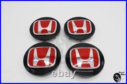 Honda Genuine Acura Civic Type-R Wheel Center Cap Red Emblem 4 piece Set New
