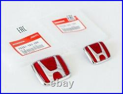 Honda Red Emblems Set Type R Genuine 75700S03Z00 75701S03Z00 Civic EK9 2pcs