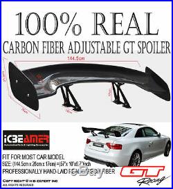 JDM Real Carbon Fiber GT Style Racing Back Rear Trunk Spoiler Wing Brackets B54