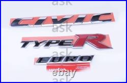 New Genuine Honda CIVIC 3D FN2 Type R Euro Rear Emblems Badge Set of 3 JDM