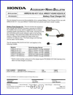 New Genuine Honda Oem Battery Float Charger Kit For Lawn Mowers 06320-vh7-ua2