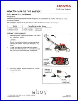 New Genuine Honda Oem Battery Float Charger Kit For Lawn Mowers 06320-vh7-ua2