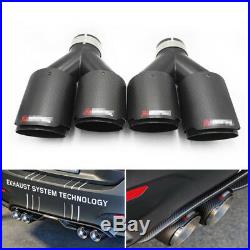 Pair Akrapovic Real Carbon Fiber ID2.5 OD3.5 Car Exhaust Tip Dual Pipes End