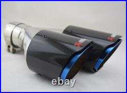 Pair Universal Real Carbon Fiber Dual Exhaust Pipe Car Tail Muffler Tip 63-89mm