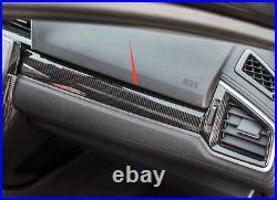 Real Carbon Fiber Center Console Stripe Decorative For Honda Civic 10th 2016-20