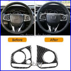 Real Carbon Fiber Steering Wheel Cover Trims Fit For Honda Civic 2016-2020