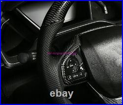 Real Carbon fiber Steering Wheel Decoration Cover For Honda Civic 10th 2016-2019
