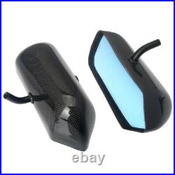 Universal F1 Style Real Carbon Fiber Blue Mirror Metal Bracket Side Wing Mirrors